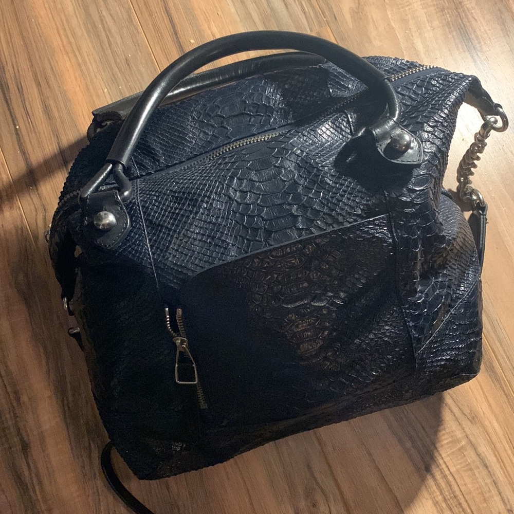 Olivia Harris Python/Snakeskin Textured Satchel - image 1